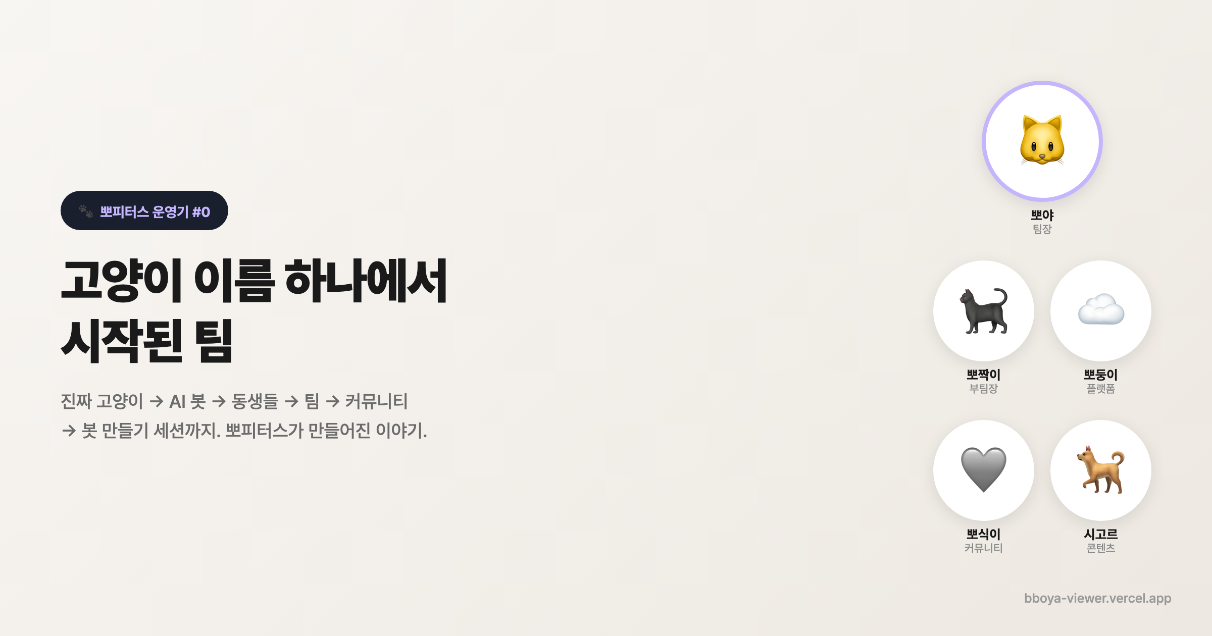 뽀피터스 이야기 — 고양이 이름 하나에서 시작된 팀